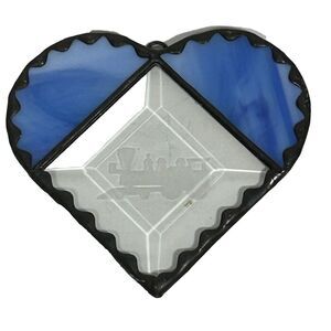 Stained Glass Heart Train Etched Sun Catcher Window Decoration